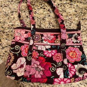 Vera Bradley Pink and Brown Shoulder Bag with Floral Design